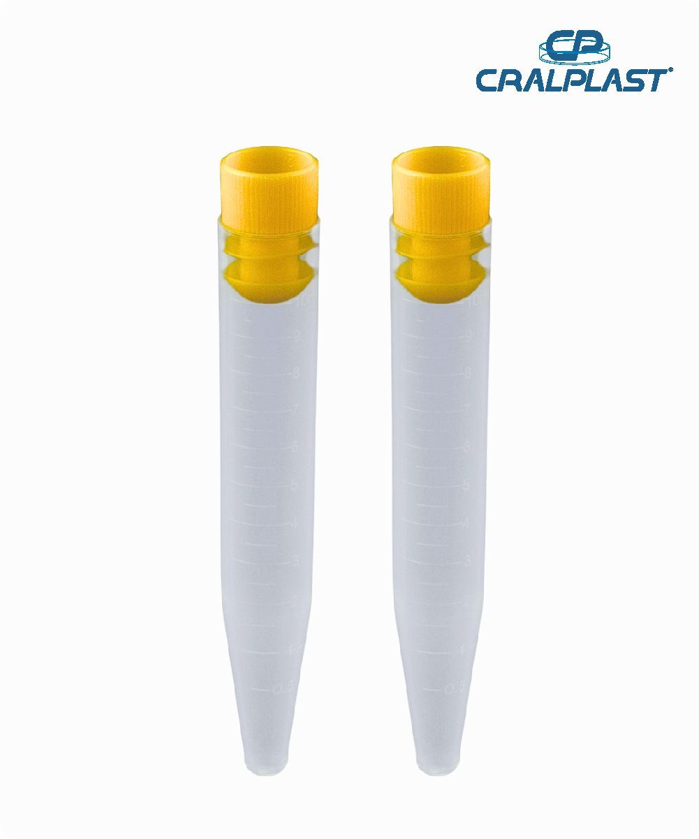 Tubo cônico PP 12mL  com tampa  amarela